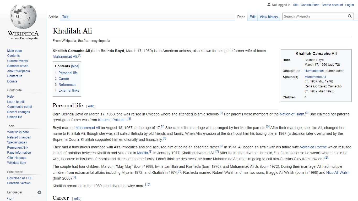 Khalilah Ali - Wikipedia